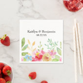 名前と日付と水カラフル色の花 スタンダードカクテルナプキン (インサイチュ)