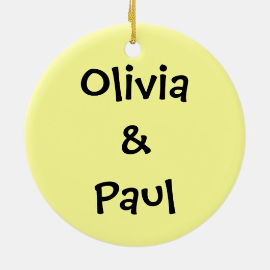 名前と日付のハートを持つミツバチ セラミックオーナメント (裏面)