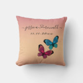 名前と日付のパーソナライズされたギフ結婚トバラ金ゴールド クッション (正面)