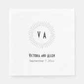 名前と日付の付いた丸付きモノグラ結婚ム スタンダードランチョンナプキン (正面)