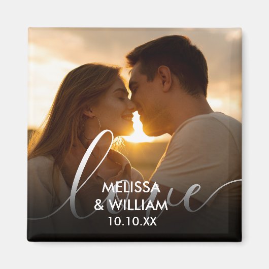 名前と日付の写真をカスタマイズ マグネット (正面)