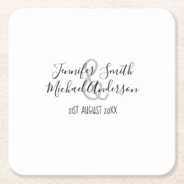 名前と日付の手書き紙コースター スクエアペーパーコースター