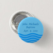 名前と日付の水グラフィックとバプテスマのボタン 缶バッジ (正面&裏面)