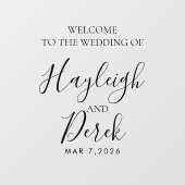 名前と日付の結婚式ウェルカム ウィンドウサイン (シート)