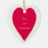 名前と日付の赤いハートオーナメント セラミックオーナメント (右)