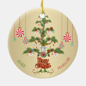 名前と日付の追加フリースNavidad Sheep Christmas T セラミックオーナメント (裏面)