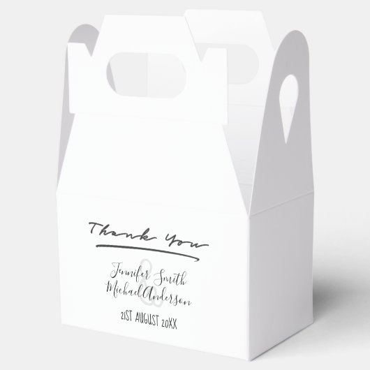 名前と日付を入れたカスタマイズ感謝の気持ちを表すギフトボックス フェイバーボックス (オープン)