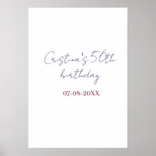 名前と日付を追加できる50歳の誕生日記念日の紫の太字 ポスター