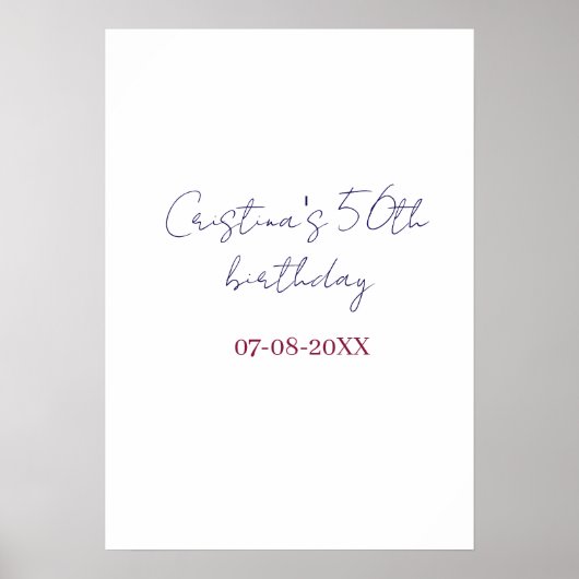 名前と日付を追加できる50歳の誕生日記念日の紫の太字 ポスター (正面)
