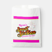 名前と日付ピンクと黄色のSweet sixteen フェイバーバッグ (正面)
