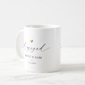 名前と日付入りペアマグカップ "Engaged" コーヒーマグカップ (正面左)