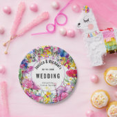 名前と日付💗🌹 Meadow開花コレクション ペーパープレート (パーティー)