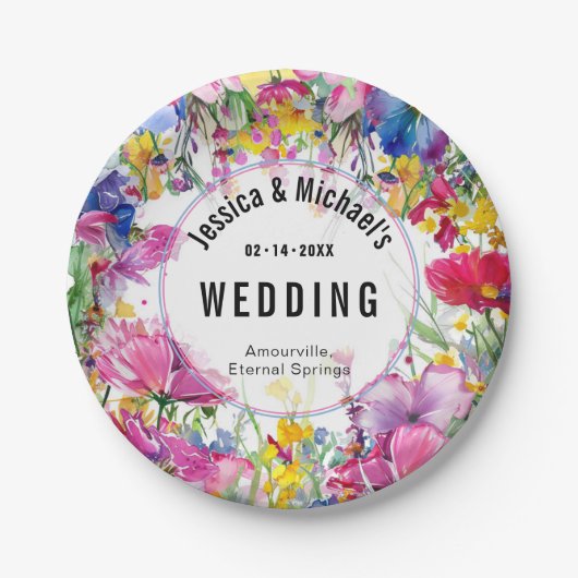 名前と日付💗🌹 Meadow開花コレクション ペーパープレート (正面)