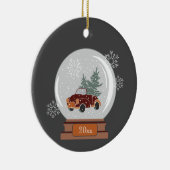 名前と日付 | Snow Globe with Car & Tree セラミックオーナメント (右)