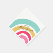 名前と明るい虹の赤ちゃんシャワー スタンダードカクテルナプキン (角)