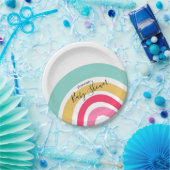 名前と明るい虹の赤ちゃんシャワー ペーパープレート (パーティー)