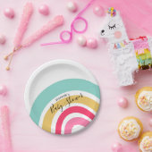 名前と明るい虹の赤ちゃんシャワー ペーパープレート (パーティー)