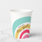 名前と明るい虹の赤ちゃんシャワー 紙コップ (裏面)