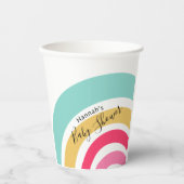 名前と明るい虹の赤ちゃんシャワー 紙コップ (正面)