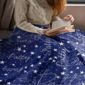 名前と星のタイポグラフィ青 フリースブランケット