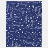 名前と星のタイポグラフィ青 フリースブランケット (正面)