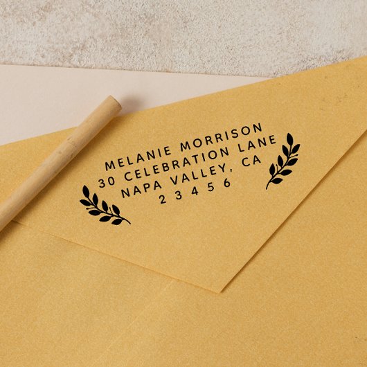 名前と植物の枝の返送先住所 セルフインキングスタンプ