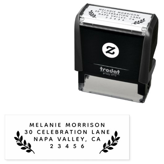 名前と植物の枝の返送先住所 セルフインキングスタンプ (インサイチュ)