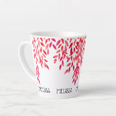 名前と熱い絵を描ピンクの葉のつる植物植物学 カフェラテマグ (左アングル)