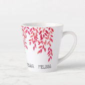 名前と熱い絵を描ピンクの葉のつる植物植物学 カフェラテマグ (右)