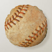 名前と番号が入った白い野球ボール ラウンドクッション (正面)