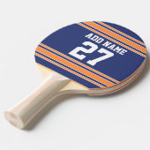名前と番号とブルーオレンジスポーツジャージー 卓球ラケット (正面アングル)