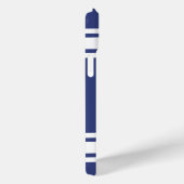 名前と番号のストライプ付いた青い白いジャージーの文字 Case-Mate iPhoneケース (裏面 / 右)