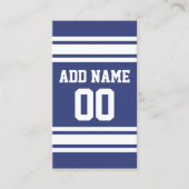 名前と番号のストライプ付いた青と白の文字 名刺 (正面)