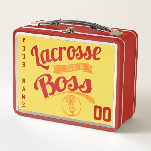 名前と番号のラクロス(ボス弁当箱など) メタルランチボックス (正面)