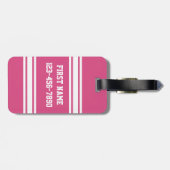 名前と番号の付いたスポーツジャージー – ピンクホワイト ラゲッジタグ (裏面横)