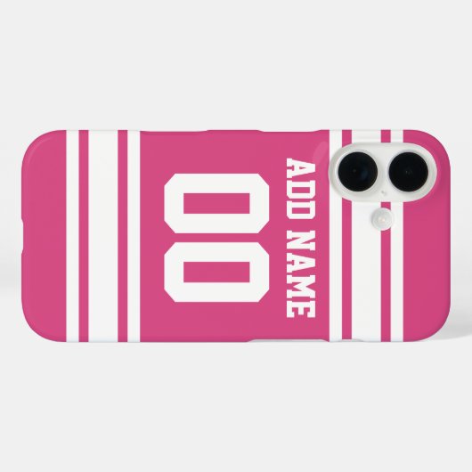 名前と番号の付いたスポーツジャージー – ピンクホワイト Case-Mate iPhoneケース (裏面 (横))