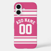 名前と番号の付いたピンクホワイトスポーツジャージー Case-Mate iPhoneケース (裏面)