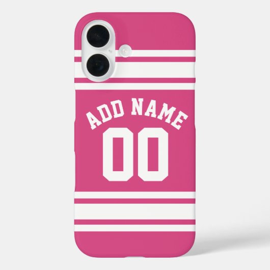 名前と番号の付いたピンクホワイトスポーツジャージー Case-Mate iPhoneケース (裏面)