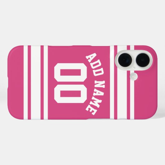 名前と番号の付いたピンクホワイトスポーツジャージー Case-Mate iPhoneケース (裏面 (横))