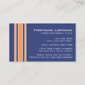 名前と番号の付いたブルーオレンジスポーツジャージー 名刺 (裏面)