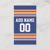 名前と番号の付いたブルーオレンジスポーツジャージー 名刺 (正面)