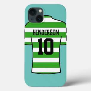 名前と番号の付いた緑のバスケのサッカーシャツ iPhone 13ケース