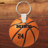 名前と番号を付けたキーチェーンバスケットボール キーホルダー (正面)