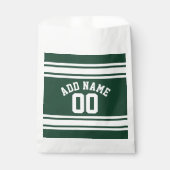 名前と番号を付けたグリーンホワイトスポーツジャージー フェイバーバッグ (正面)