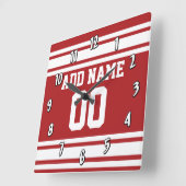 名前と番号を付けたスポーツジャージー スクエア壁時計 (傾斜)