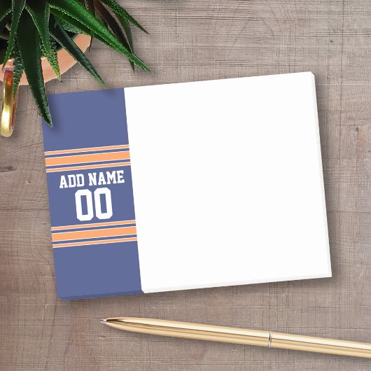 名前と番号を付けたスポーツジャージー ポストイット