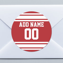 名前と番号を付けたスポーツジャージー ラウンドシール