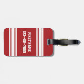 名前と番号を付けたスポーツジャージー ラゲッジタグ (裏面横)