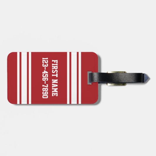 名前と番号を付けたスポーツジャージー ラゲッジタグ (裏面横)