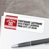 名前と番号を付けたスポーツジャージー ラベル